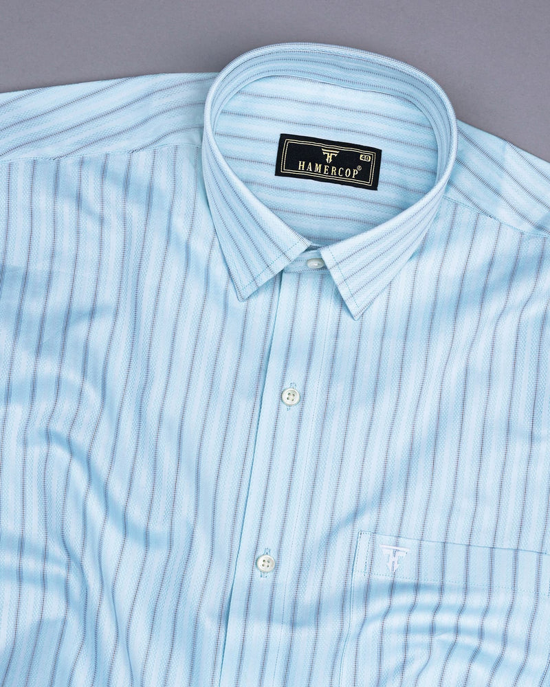 Moral SkyBlue With Blue Pin Stripe Dobby Cotton Shirt