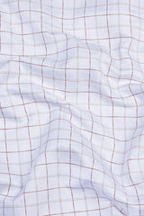 White with orange and light brown line check shirt