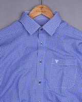 Blue With White Ghingham Check Seersucker Cotton Shirt