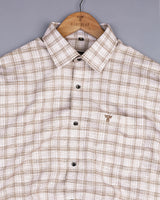 Firewood Brown With Dusty White Check Formal Cotton Shirt