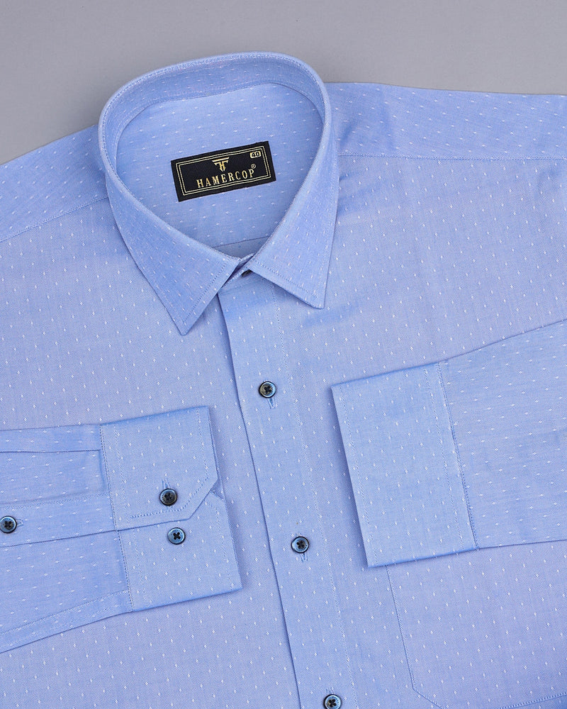 SkyBlue With Micro Diamond Shaped Dobby Cotton Formal Shirt