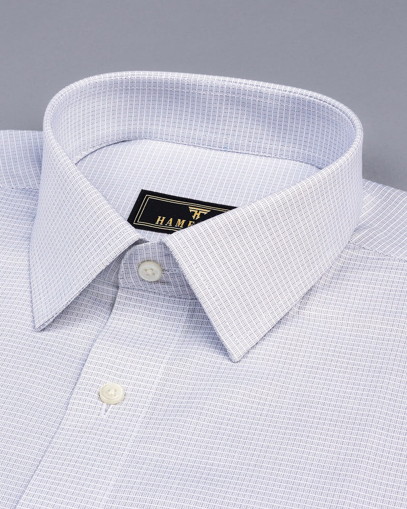 Shark Gray With White Weft Stripe Formal Cotton Shirt