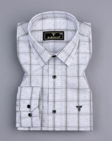 Tornade Gray With Black Check Formal Cotton Shirt