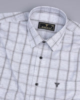 Tornade Gray With Black Check Formal Cotton Shirt