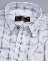 Tornade Gray With Black Check Formal Cotton Shirt
