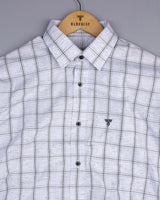 Tornade Gray With Black Check Formal Cotton Shirt