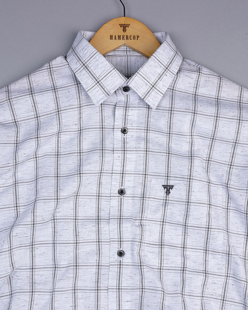 Tornade Gray With Black Check Formal Cotton Shirt