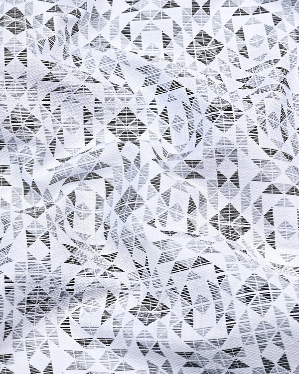 Olivitti Gray Geometrical Printed Dobby Cotton Shirt Style Kurta
