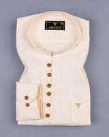 Cream Zoho Small Dobby Textured Shirt Style Kurta