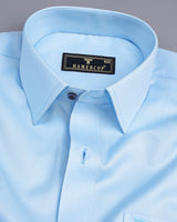 Light SkyBlue Solid Dobby Texture Formal Shirt