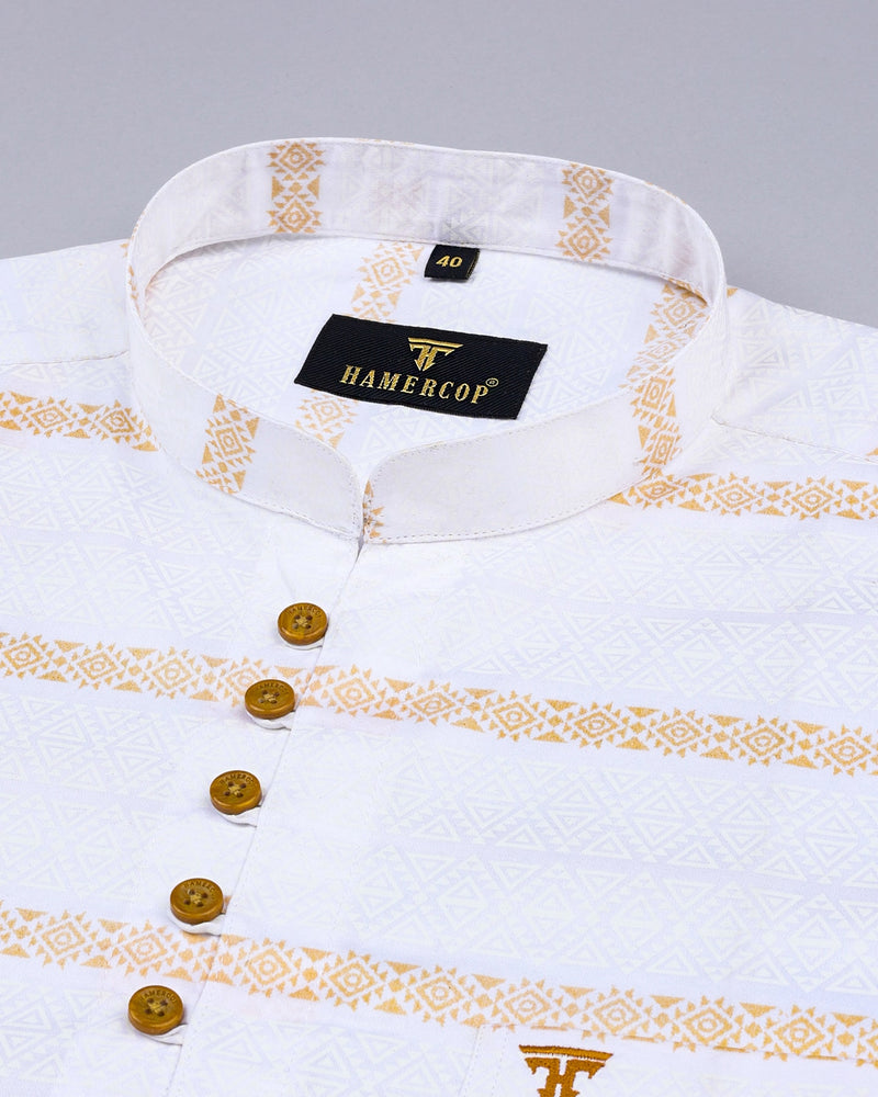 white shirt with gold design