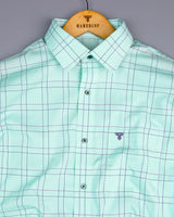 Paris Green Small Graph With Purple Check Cotton Shirt