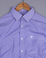 Alaska Blue With White Business Stripe Formal Cotton Shirt