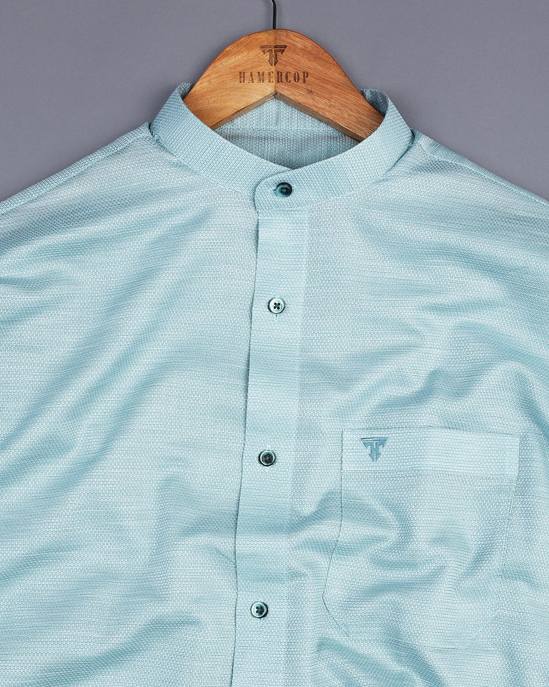 Pistachio Green Color Solid Dobby Cotton Shirt