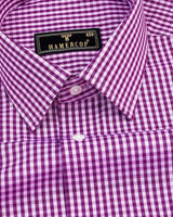 Purple With Pink Yarn Dyed Check Premium Cotton Shirt
