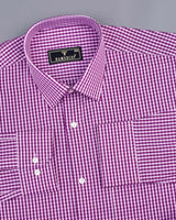 Purple With Pink Yarn Dyed Check Premium Cotton Shirt
