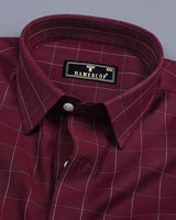 Dark Maroon Twill Check Formal Cotton Shirt