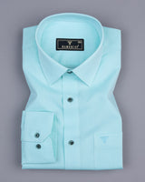 Tiffany Blue Solid Dobby Cotton Formal Shirt