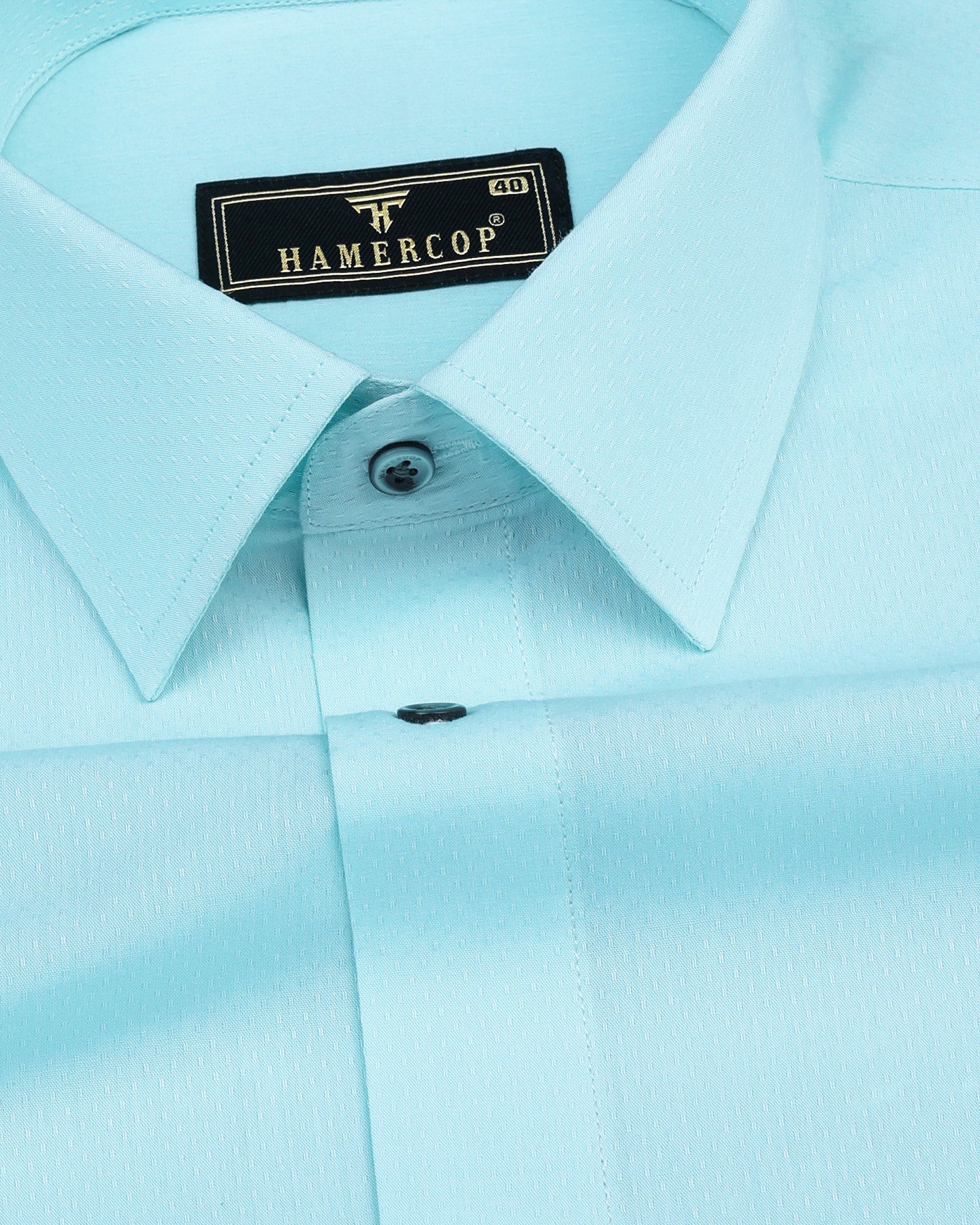 Tiffany Blue Solid Dobby Cotton Formal Shirt – Hamercop