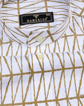 Sand Cream Geometrical Poplin Print Cotton Shirt