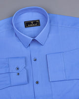 Ocean Blue Dobby Texture Soft Cotton Solid Shirt