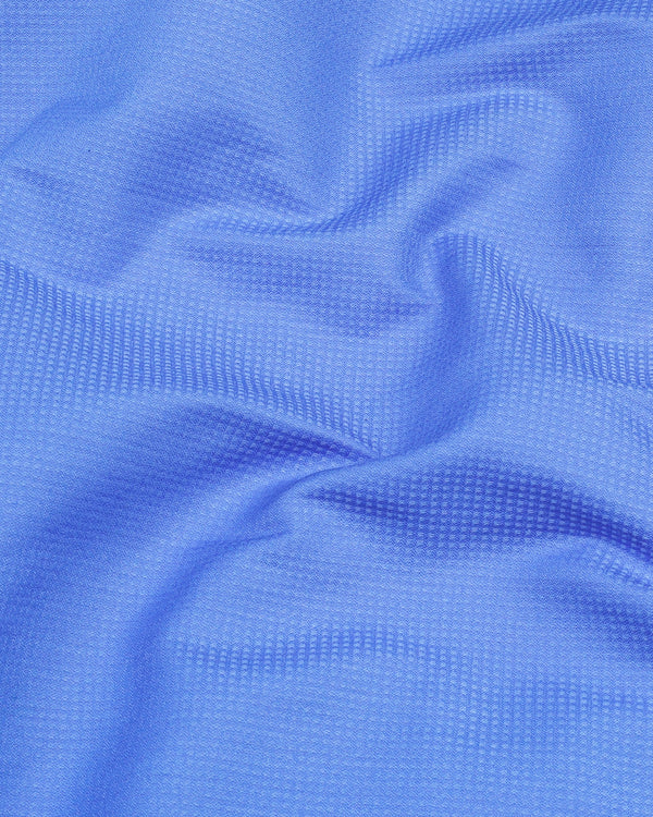 Ocean Blue Dobby Texture Soft Cotton Solid Shirt