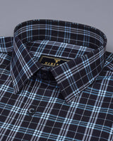 Black With SkyBlue Formal Check Cotton Shirt