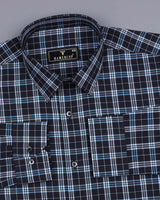 Black With SkyBlue Formal Check Cotton Shirt