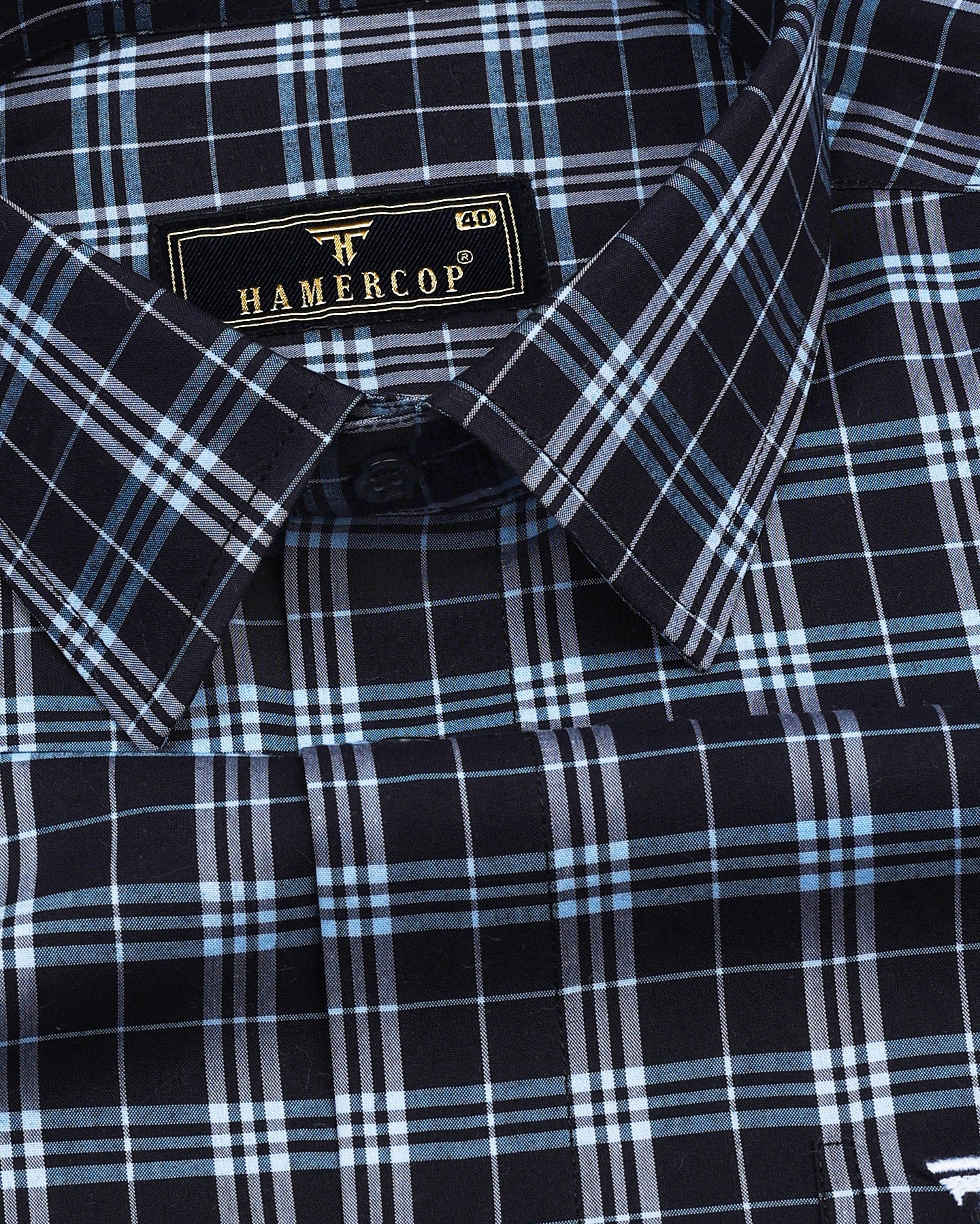 Black With SkyBlue Formal Check Cotton Shirt – Hamercop