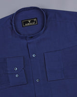 NavyBlue Diamond Pattern Dobby Cotton Solid Shirt