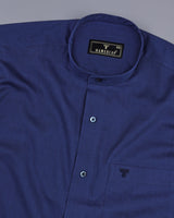 NavyBlue Diamond Pattern Dobby Cotton Solid Shirt