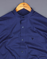 NavyBlue Diamond Pattern Dobby Cotton Solid Shirt