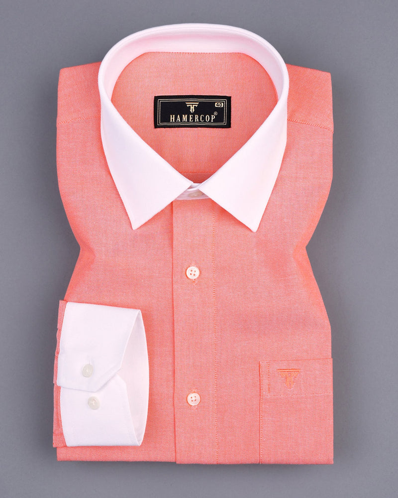 Tangor Orange Oxford Cotton Solid Designer Shirt