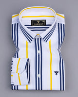 Ohio White With Blue And Yellow Stripe Cotton Shirt