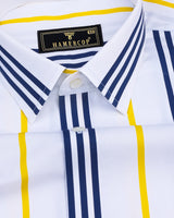 Ohio White With Blue And Yellow Stripe Cotton Shirt