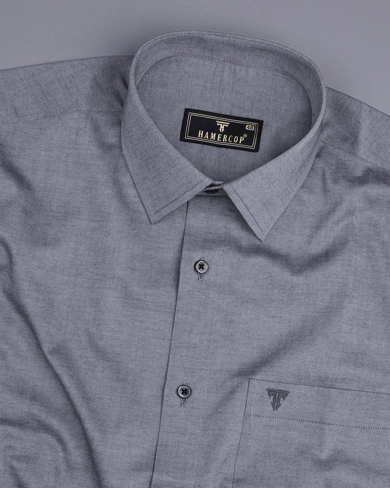 Smoke Gray Oxford Chambray Cotton Solid Formal Shirt