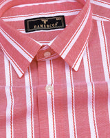 Spinel Pink With White Stripe Oxford Cotton Shirt