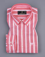 Spinel Pink With White Stripe Oxford Cotton Shirt
