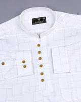 Silver Box Printed White Soft Cotton Shirt Style Kurta