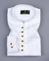 Silver Box Printed White Soft Cotton Shirt Style Kurta