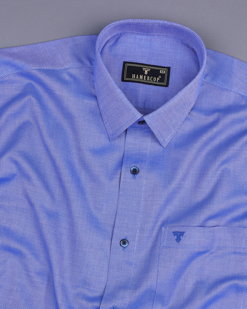 Cobalt Blue With White Dobby Textured Premium Cotton Shirt – Hamercop