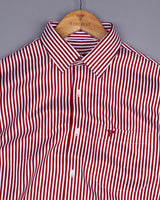 Blood Red With White Stripe Premium Cotton Shirt