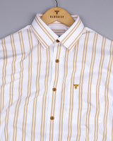 Eston Mustard With White Stripe Premium Cotton Shirt