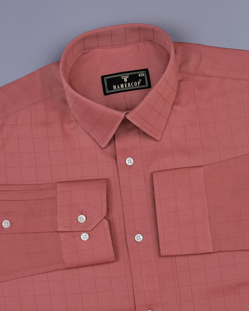 Potash Pink Self Check Dobby Cotton Solid Shirt