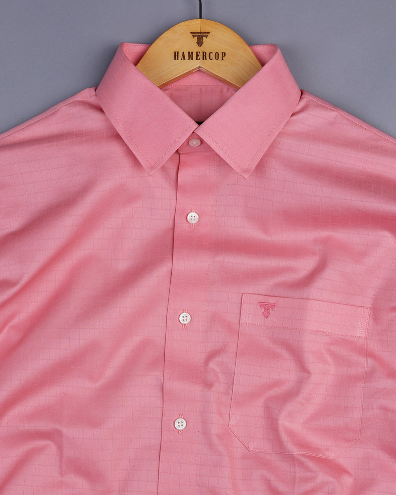 Libra Pink Self Check Dobby Cotton Solid Shirt