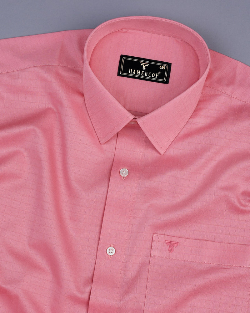 Libra Pink Self Check Dobby Cotton Solid Shirt