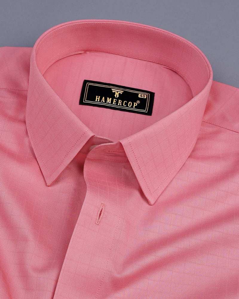 Libra Pink Self Check Dobby Cotton Solid Shirt