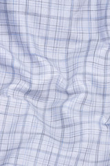 White with dark and light blue line arglye check shirt