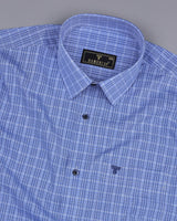 Scala Blue Small Check Formal Gizza Cotton Shirt