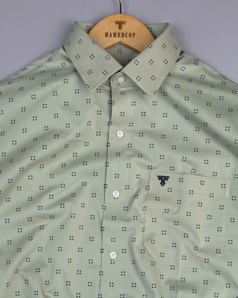 Syphon Green Printed Premium Cotton Formal Shirt